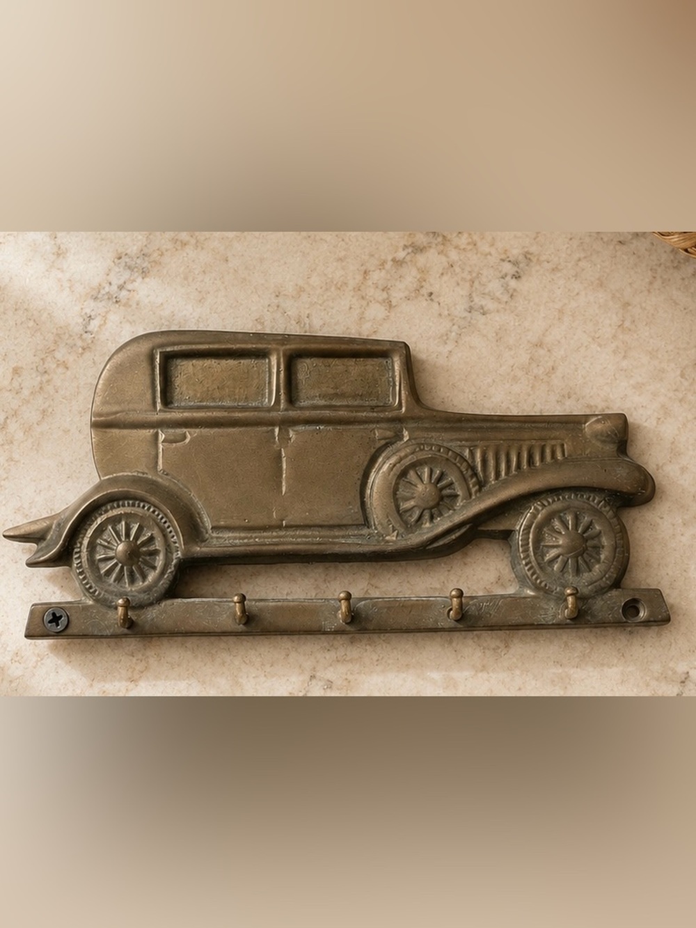 Vintage FOUNDRY Solid Brass Car Hook Key Holder